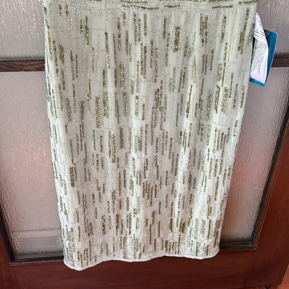 Mac Duggal ABSTRACT BEADED SLEEVELESS MIDI SHEATH DRESS size 16 NEW - Picture 7 of 16